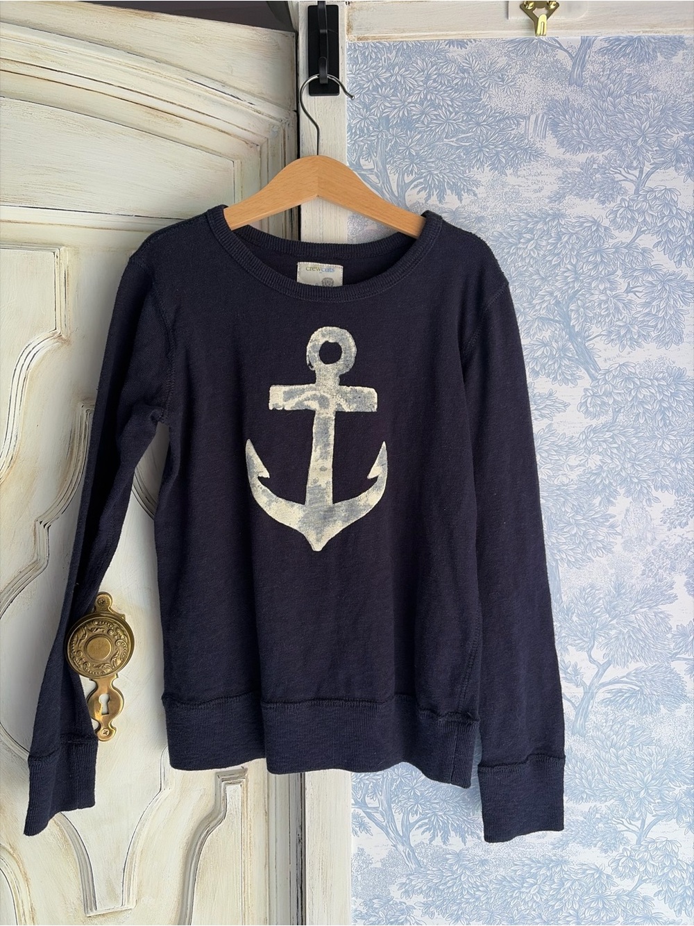 Crewcuts Girls’/Boys’ Anchor Graphic navy Sweatshirt – Size 8